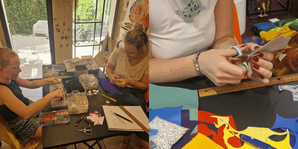 Vous cherchez une idée cadeau qui sorte de l’ordinaire et vivre un moment unique ?
Je vous ouvre les portes de mon atelier pour vous offrir un instant de partage et de convivialité, seule ou avec vos proches ! L’atelier ludique est une idée originale pour un EVJF, un anniversaire, un cadeau pour soi ou pour un proche, à faire seule ou à plusieurs.