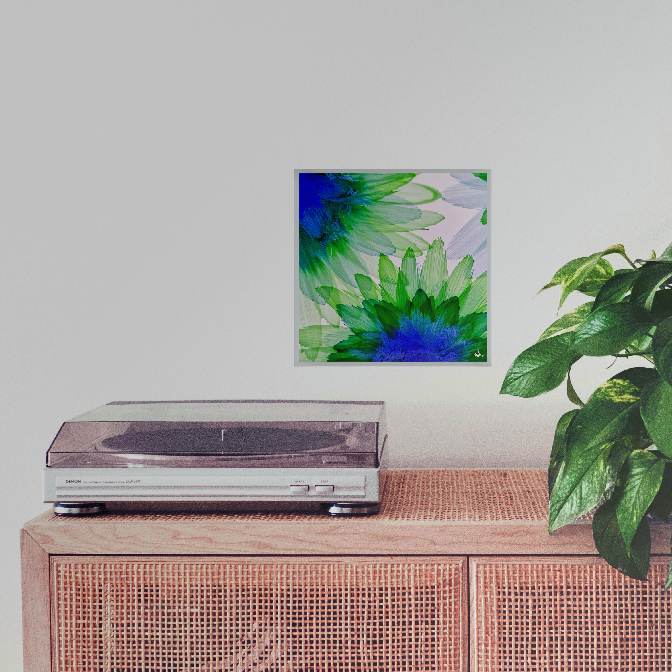 Dibond 30×30 Illustration Fleurs à Plumes